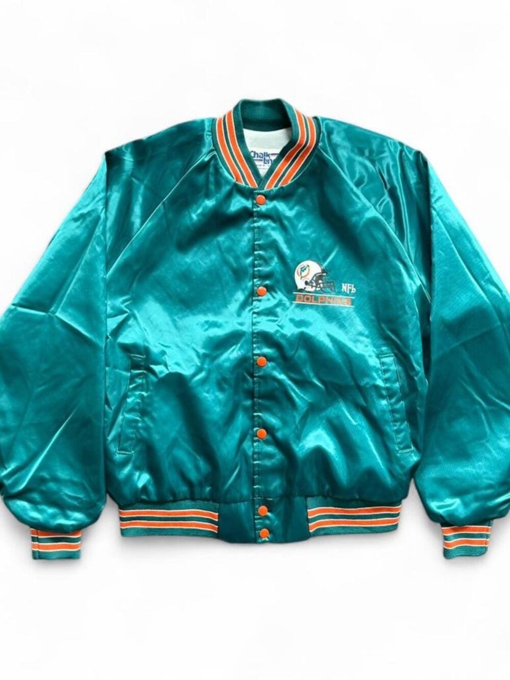 Chalk Line Miami Dolphins Vintage Satin Bomber Jacket Men's XL Made in USA